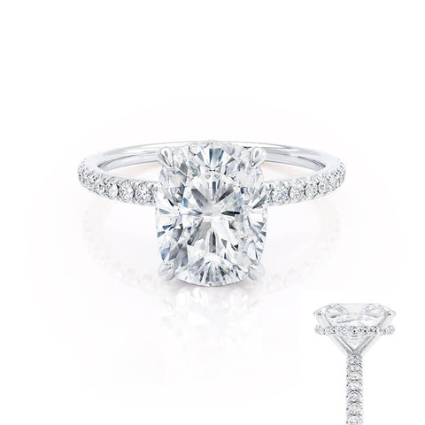 2.30 CT Elongated Cushion Shaped Moissanite Hidden Halo Engagement Ring 4 2.30 CT Elongated Cushion Shaped Moissanite Hidden Halo Engagement Ring 4
