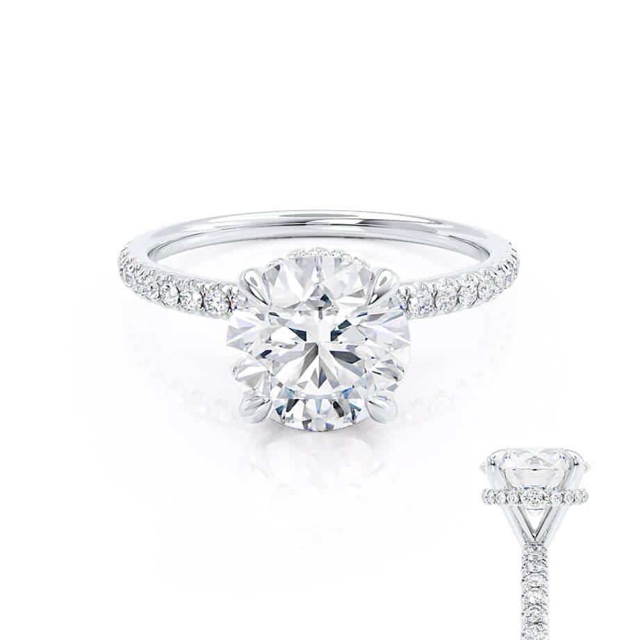 Round Hidden Halo & Pave Lab Grown Diamond Engagement Ring