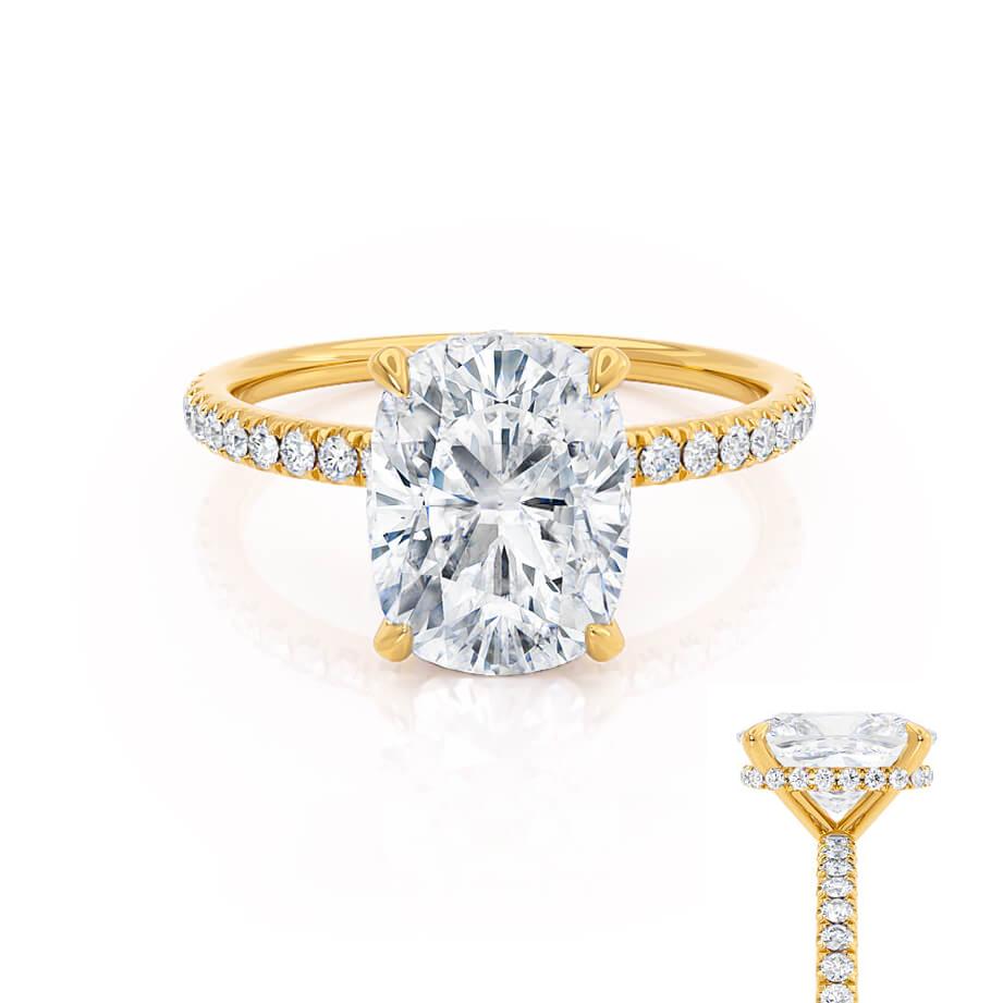2.30 CT Elongated Cushion Shaped Moissanite Hidden Halo Style Engagement Ring 4 2.30 CT Elongated Cushion Shaped Moissanite Hidden Halo Style Engagement Ring 4