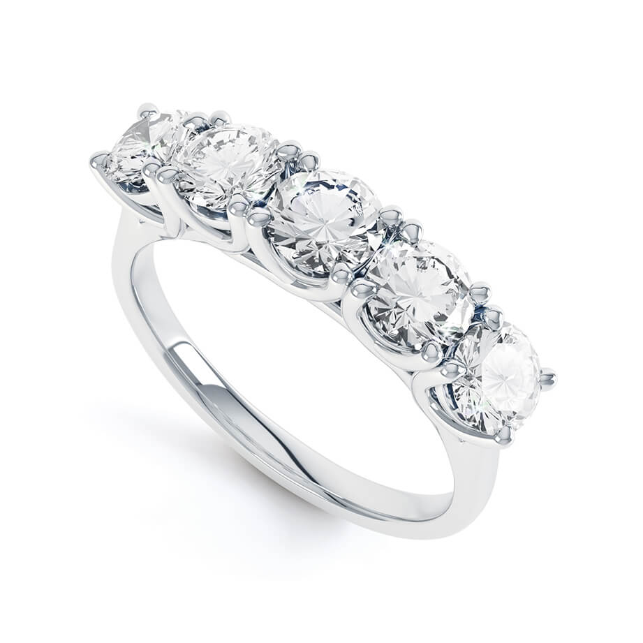 1.25 CT Round Shaped Moissanite 5 Stones Wedding Band 2 1.25 CT Round Shaped Moissanite 5 Stones Wedding Band 2