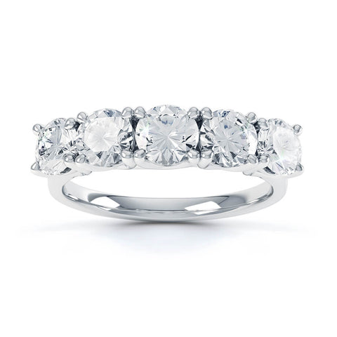 1.25 CT Round Shaped Moissanite 5 Stones Wedding Band 3 1.25 CT Round Shaped Moissanite 5 Stones Wedding Band 3