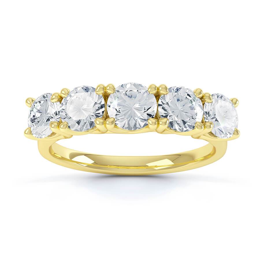 1.25 TCW Round Shaped Moissanite 5 Stones Wedding Band 3 1.25 TCW Round Shaped Moissanite 5 Stones Wedding Band 3
