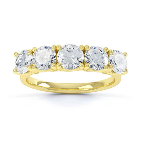1.25 TCW Round Shaped Moissanite 5 Stones Wedding Band 3 1.25 TCW Round Shaped Moissanite 5 Stones Wedding Band 3