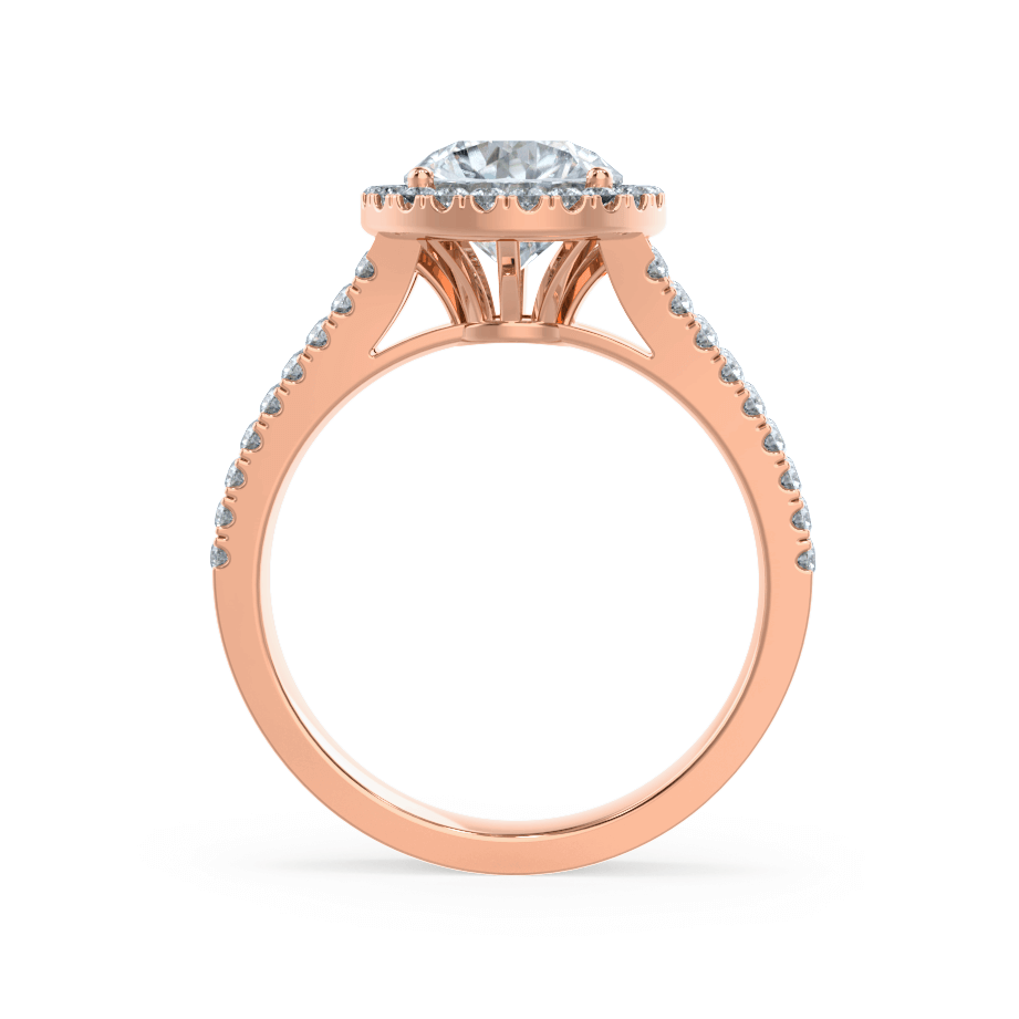 Round Halo & Pave Split Shank Lab Grown Diamond Engagement Ring