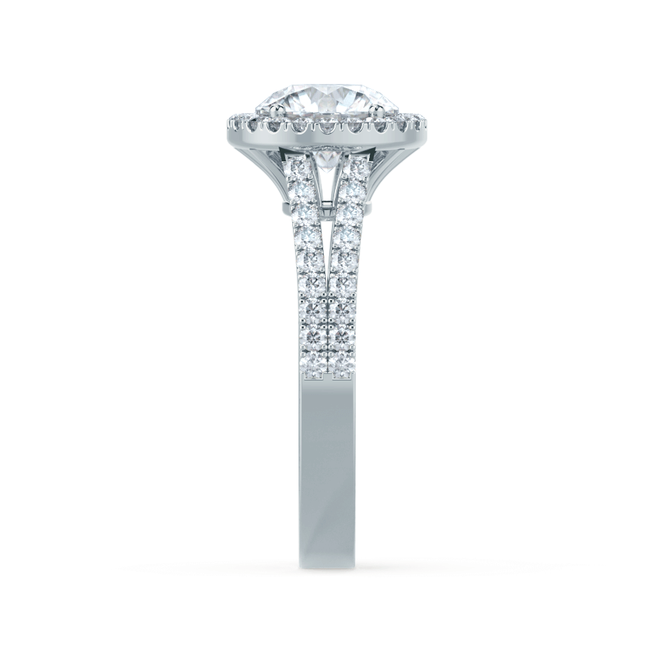 0.50 CT Round Shaped Moissanite Halo Style Double Band Engagement Ring 6 0.50 CT Round Shaped Moissanite Halo Style Double Band Engagement Ring 6