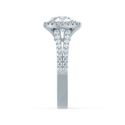 0.50 CT Round Shaped Moissanite Halo Style Double Band Engagement Ring 6 0.50 CT Round Shaped Moissanite Halo Style Double Band Engagement Ring 6