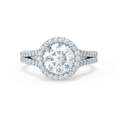 0.50 CT Round Shaped Moissanite Halo Style Double Band Engagement Ring 7 0.50 CT Round Shaped Moissanite Halo Style Double Band Engagement Ring 7