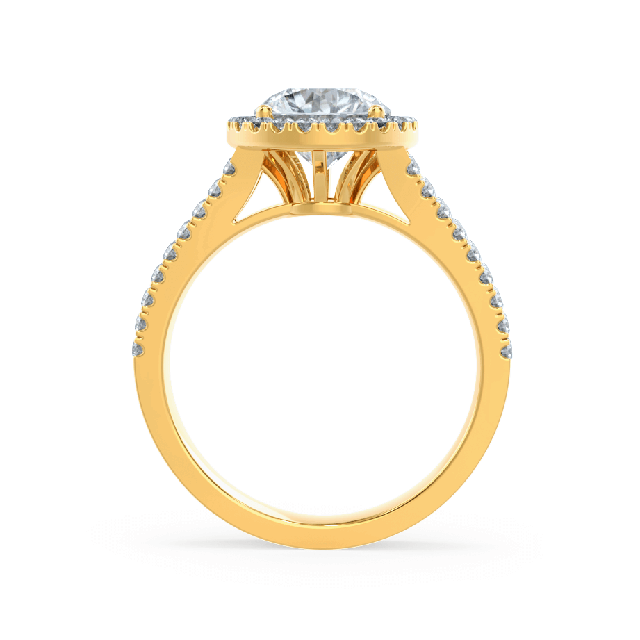 Round Halo & Pave Split Shank Lab Grown Diamond Engagement Ring