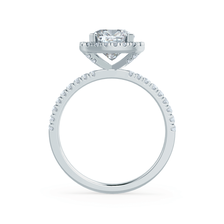 1.30 CT Cushion Shaped Moissanite Halo & Hidden Halo Engagement Ring 7