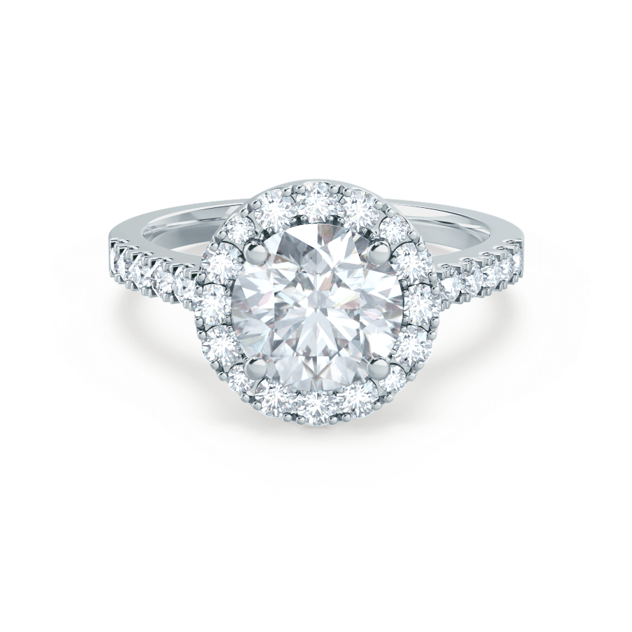 1.0 CT Round Shaped Moissanite Halo Style Engagement Ring 3 1.0 CT Round Shaped Moissanite Halo Style Engagement Ring 3