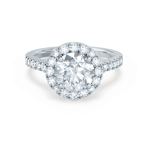 1.0 CT Round Shaped Moissanite Halo Style Engagement Ring 3 1.0 CT Round Shaped Moissanite Halo Style Engagement Ring 3
