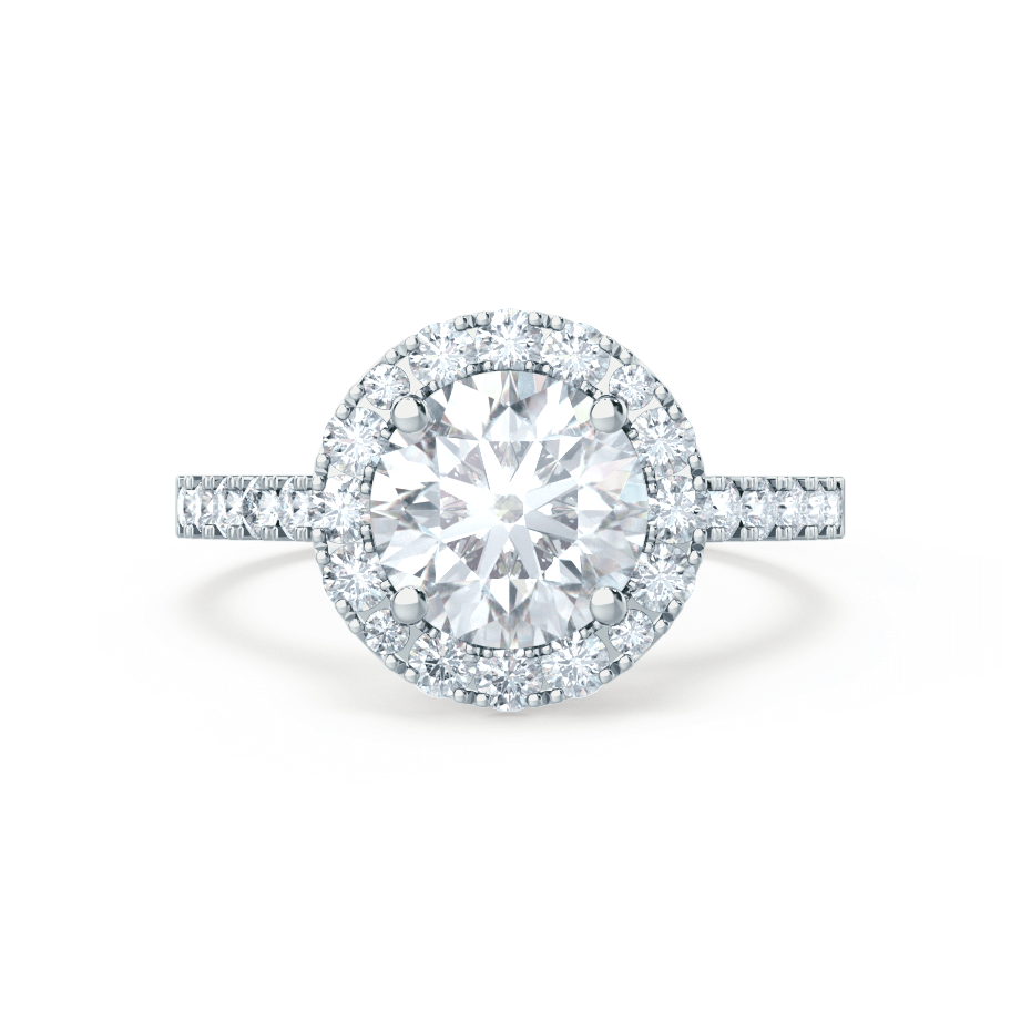 1.0 CT Round Shaped Moissanite Halo Style Engagement Ring 5 1.0 CT Round Shaped Moissanite Halo Style Engagement Ring 5