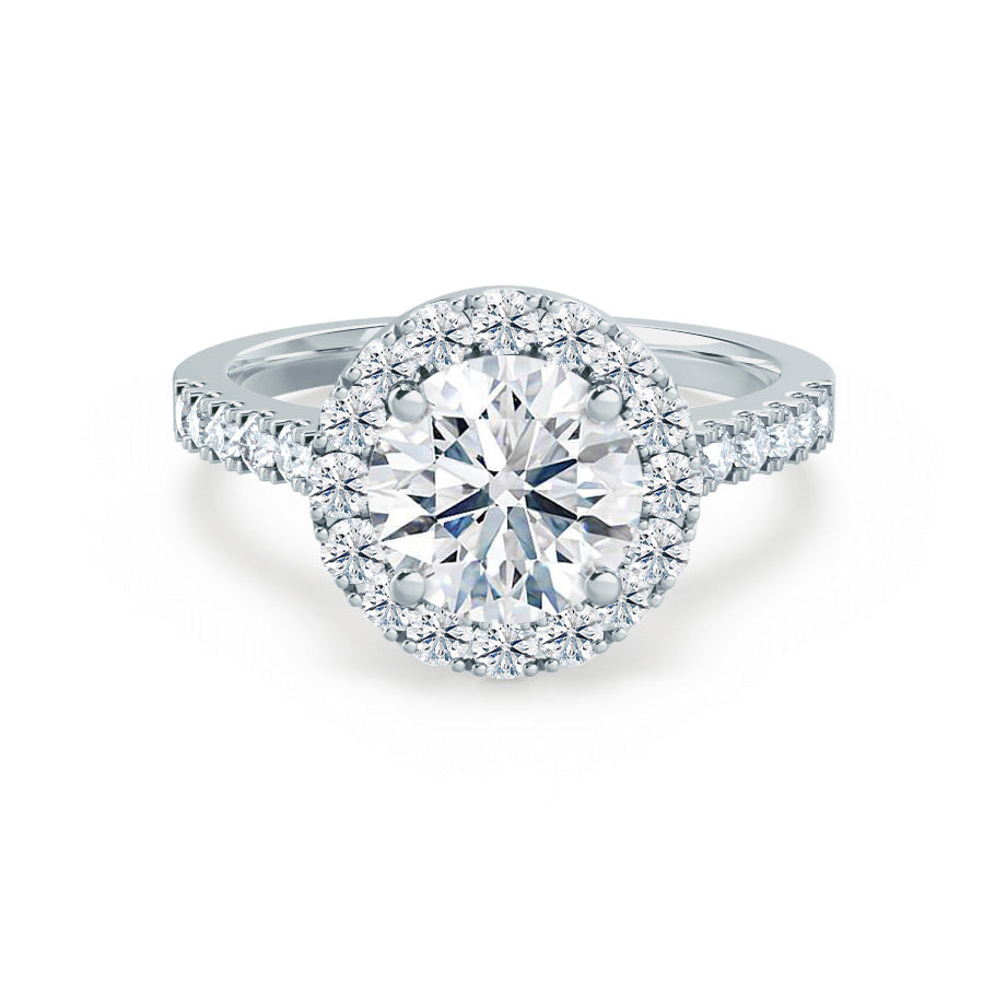 1.0 CT Round Shaped Moissanite Halo Style Engagement Ring 7 1.0 CT Round Shaped Moissanite Halo Style Engagement Ring 7