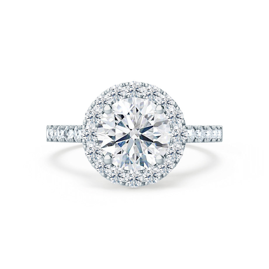 1.0 CT Round Shaped Moissanite Halo Style Engagement Ring 8 1.0 CT Round Shaped Moissanite Halo Style Engagement Ring 8