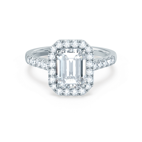 1.01 CT Emerald Shaped Moissanite Halo Style Engagement Ring 5 1.01 CT Emerald Shaped Moissanite Halo Style Engagement Ring 5