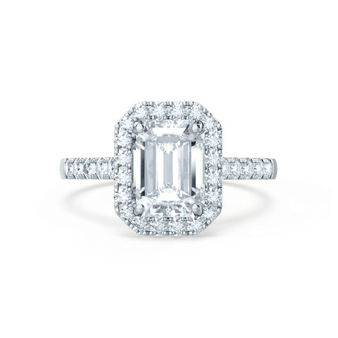 1.01 CT Emerald Shaped Moissanite Halo Style Engagement Ring 4 1.01 CT Emerald Shaped Moissanite Halo Style Engagement Ring 4