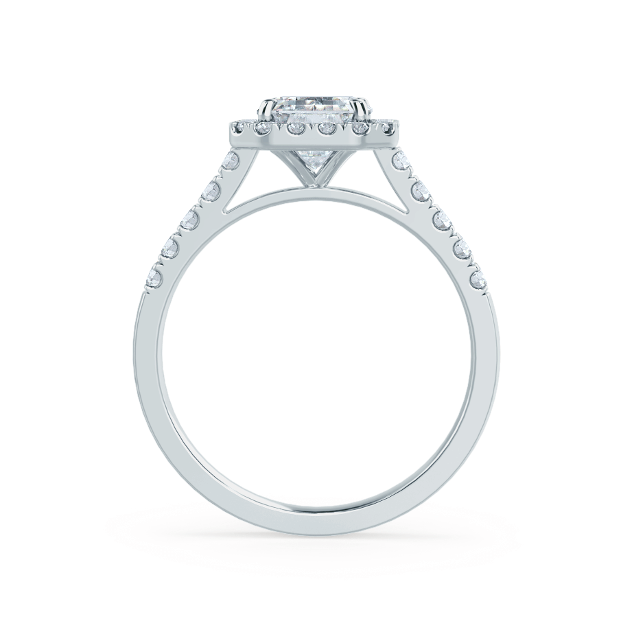 1.01 CT Emerald Shaped Moissanite Halo Style Engagement Ring 6 1.01 CT Emerald Shaped Moissanite Halo Style Engagement Ring 6