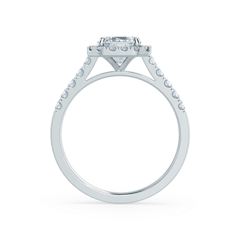 1.01 CT Emerald Shaped Moissanite Halo Style Engagement Ring 6 1.01 CT Emerald Shaped Moissanite Halo Style Engagement Ring 6