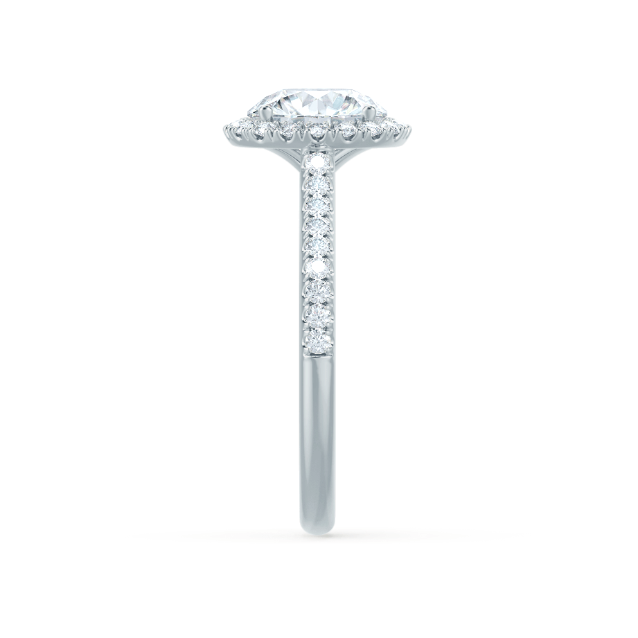 Round Halo & Pave Cathedral Lab Grown Diamond Engagement Ring