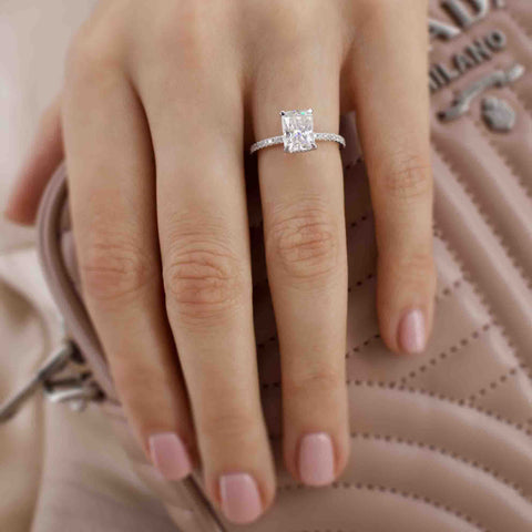 1.80 CT Radiant Shaped Moissanite Hidden Halo Style Engagement Ring 6 1.80 CT Radiant Shaped Moissanite Hidden Halo Style Engagement Ring 6