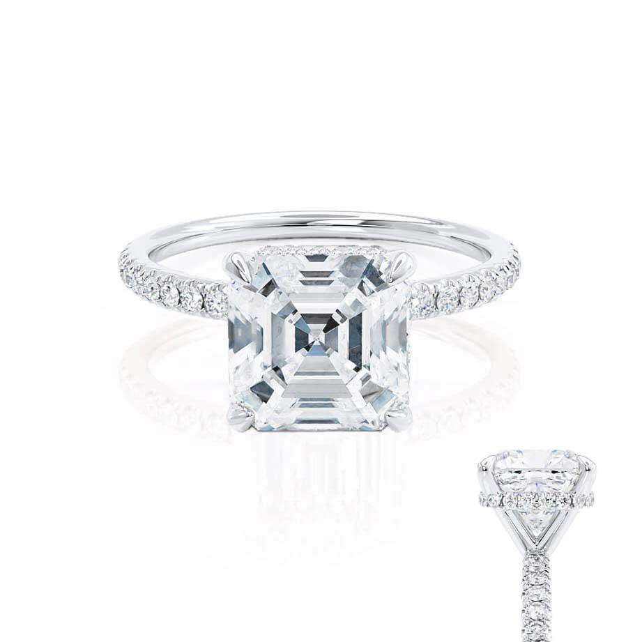 1.30 CT Asscher Shaped Hidden Halo Moissanite Engagement Ring 4 1.30 CT Asscher Shaped Hidden Halo Moissanite Engagement Ring 4