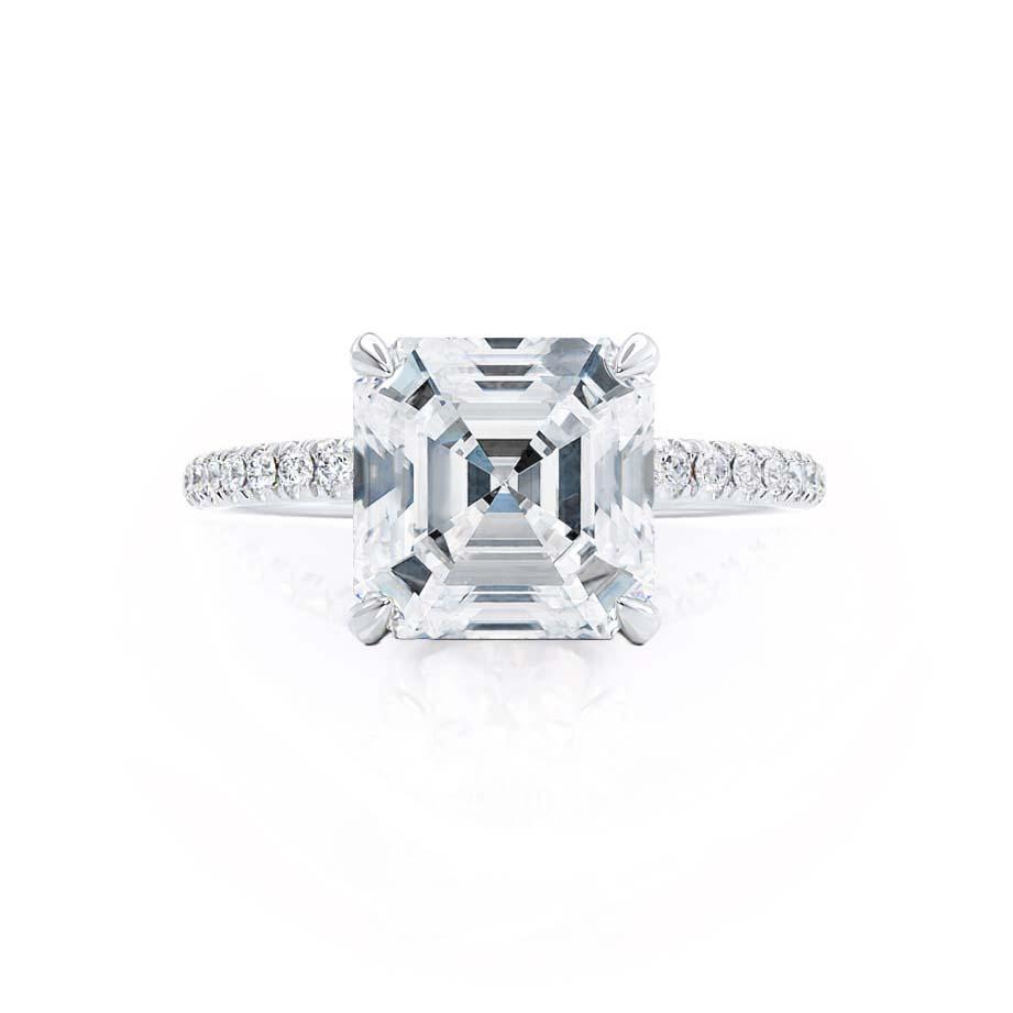 1.30 CT Asscher Shaped Hidden Halo Moissanite Engagement Ring 5 1.30 CT Asscher Shaped Hidden Halo Moissanite Engagement Ring 5