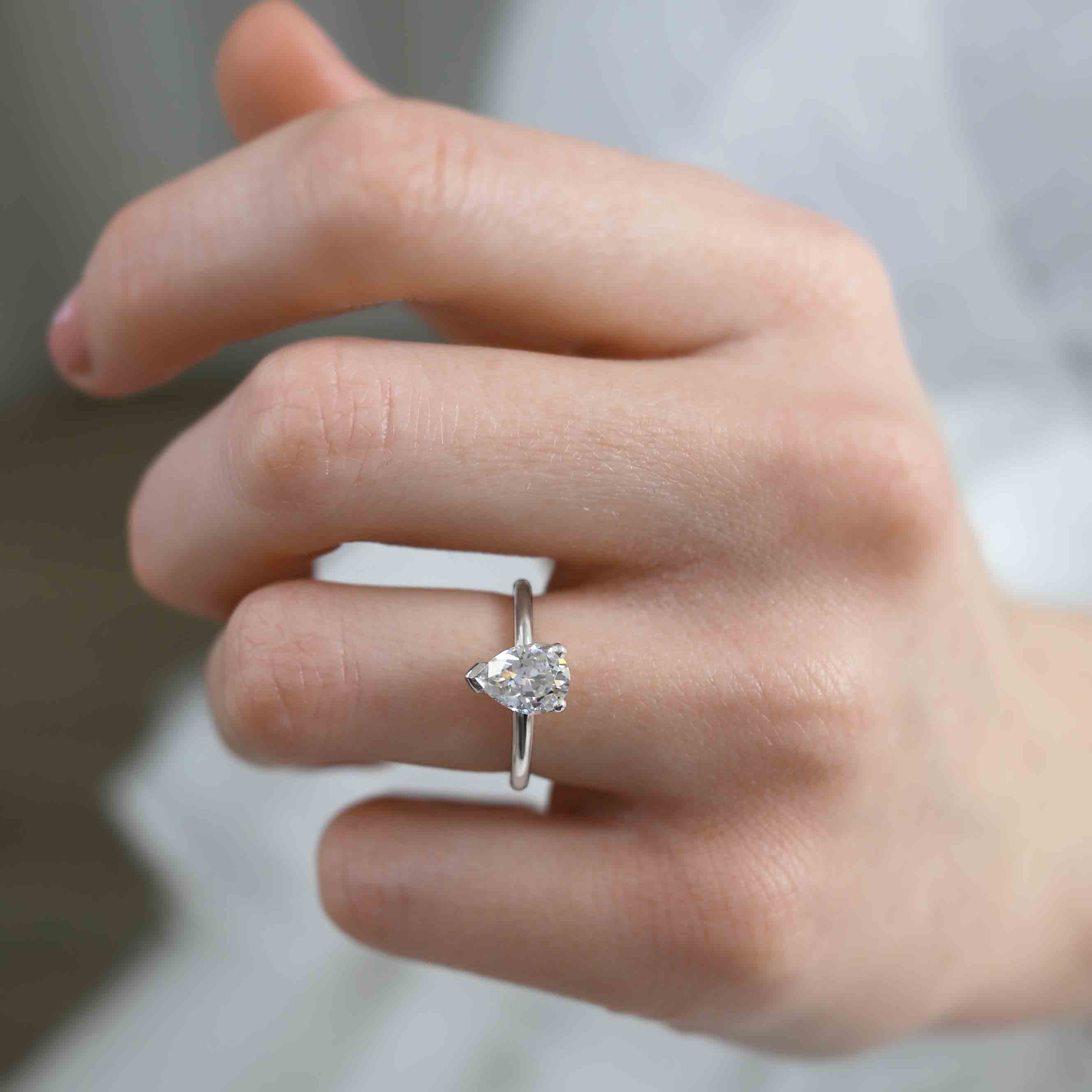 1.20 CT Pear Shaped Moissanite Solitaire Engagement Ring 5 1.20 CT Pear Shaped Moissanite Solitaire Engagement Ring 5