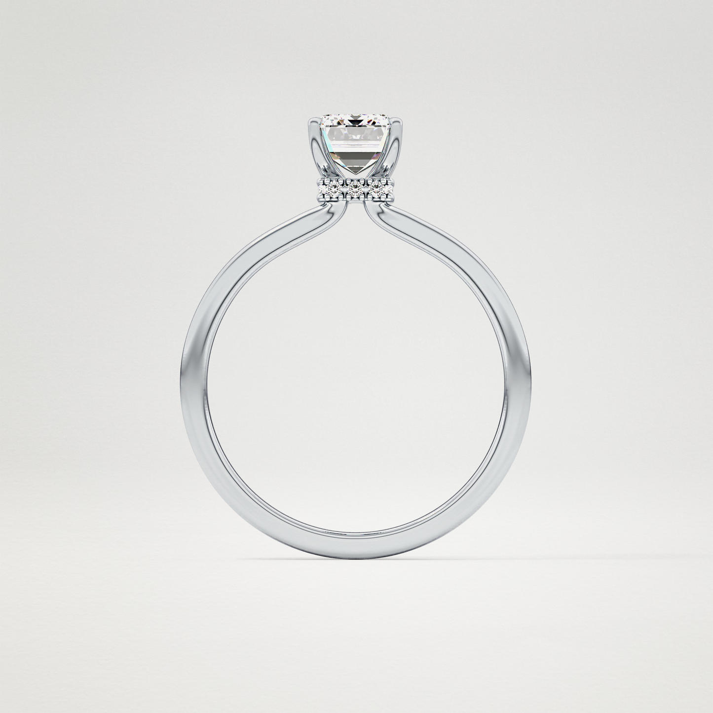 Emerald Hidden Halo Lab Grown Diamond Engagement Ring
