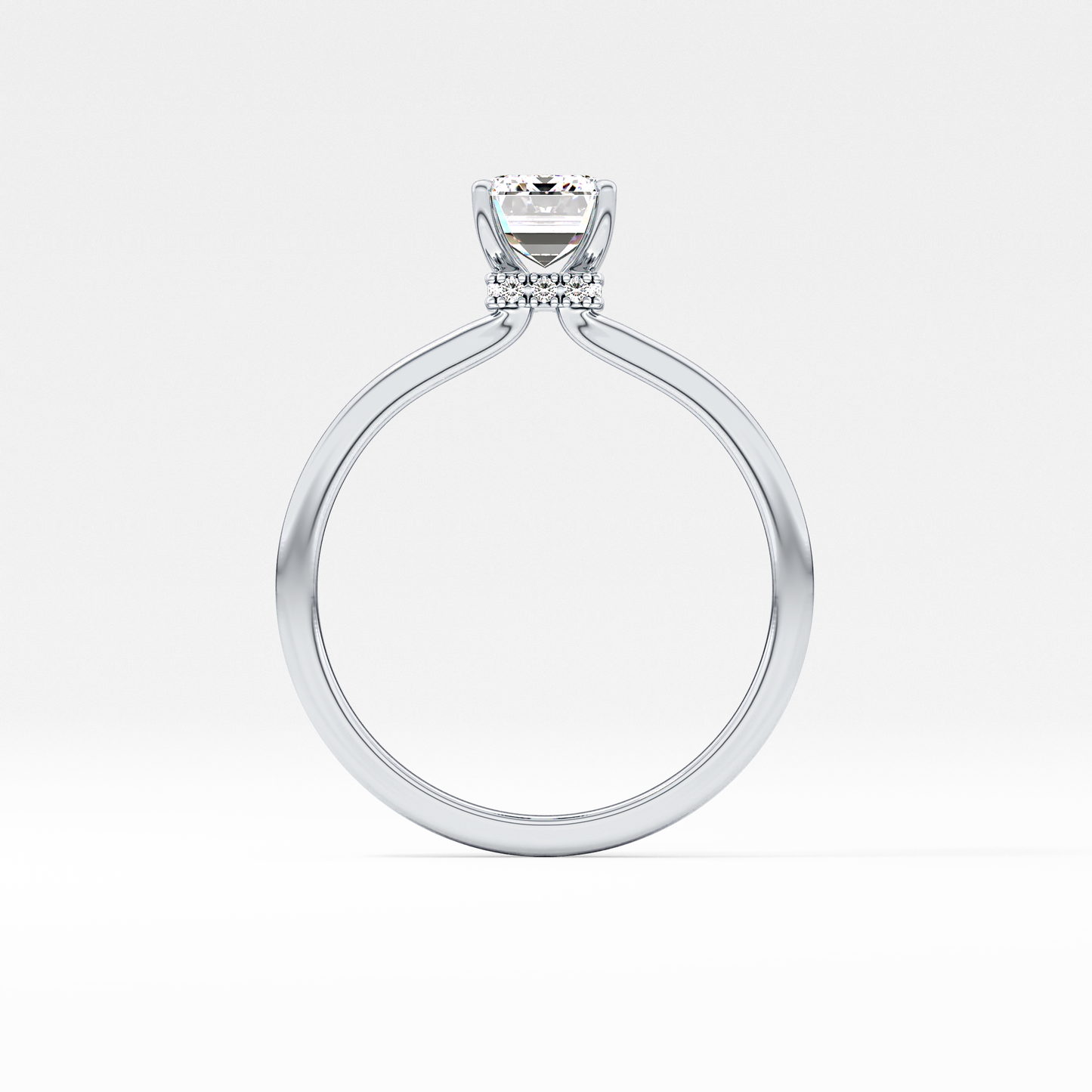Emerald Hidden Halo Lab Grown Diamond Engagement Ring