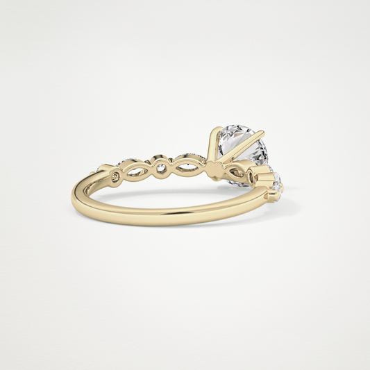Round Pave Lab Grown Diamond Engagement Ring
