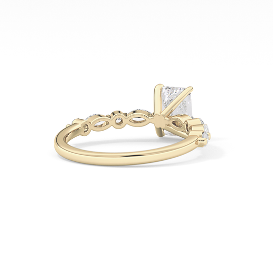 Emerald Pave Lab Grown Diamond Engagement Ring