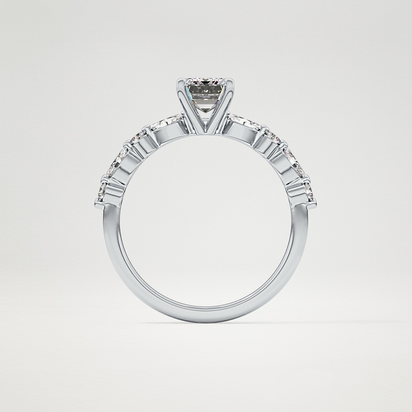 Emerald Pave Lab Grown Diamond Engagement Ring