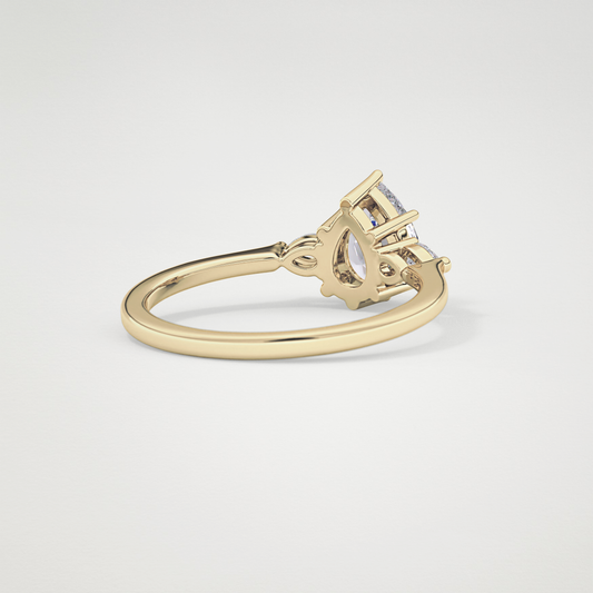Pear Three Stone Lab Grown Diamond Engagement Ring
