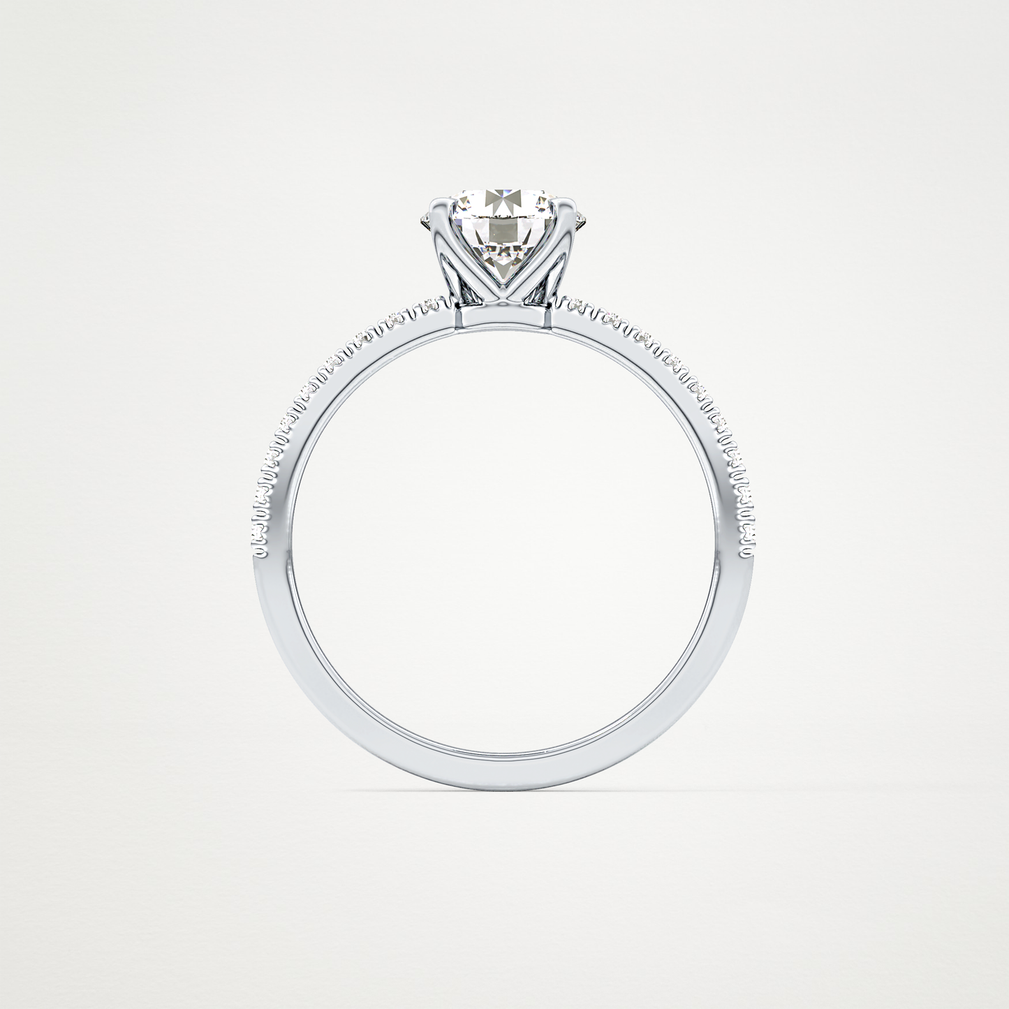 Round Pave Lab Grown Diamond Engagement Ring
