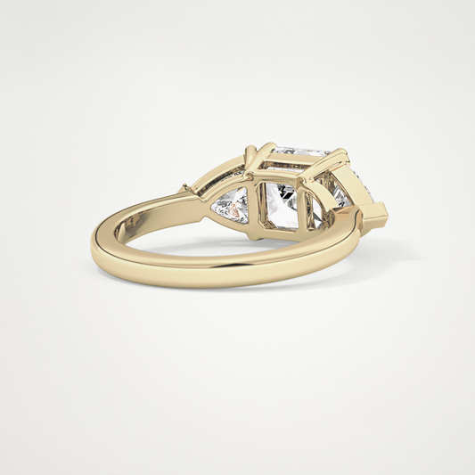 Emerald Three Stone Lab Grown Diamond Engagement Ring