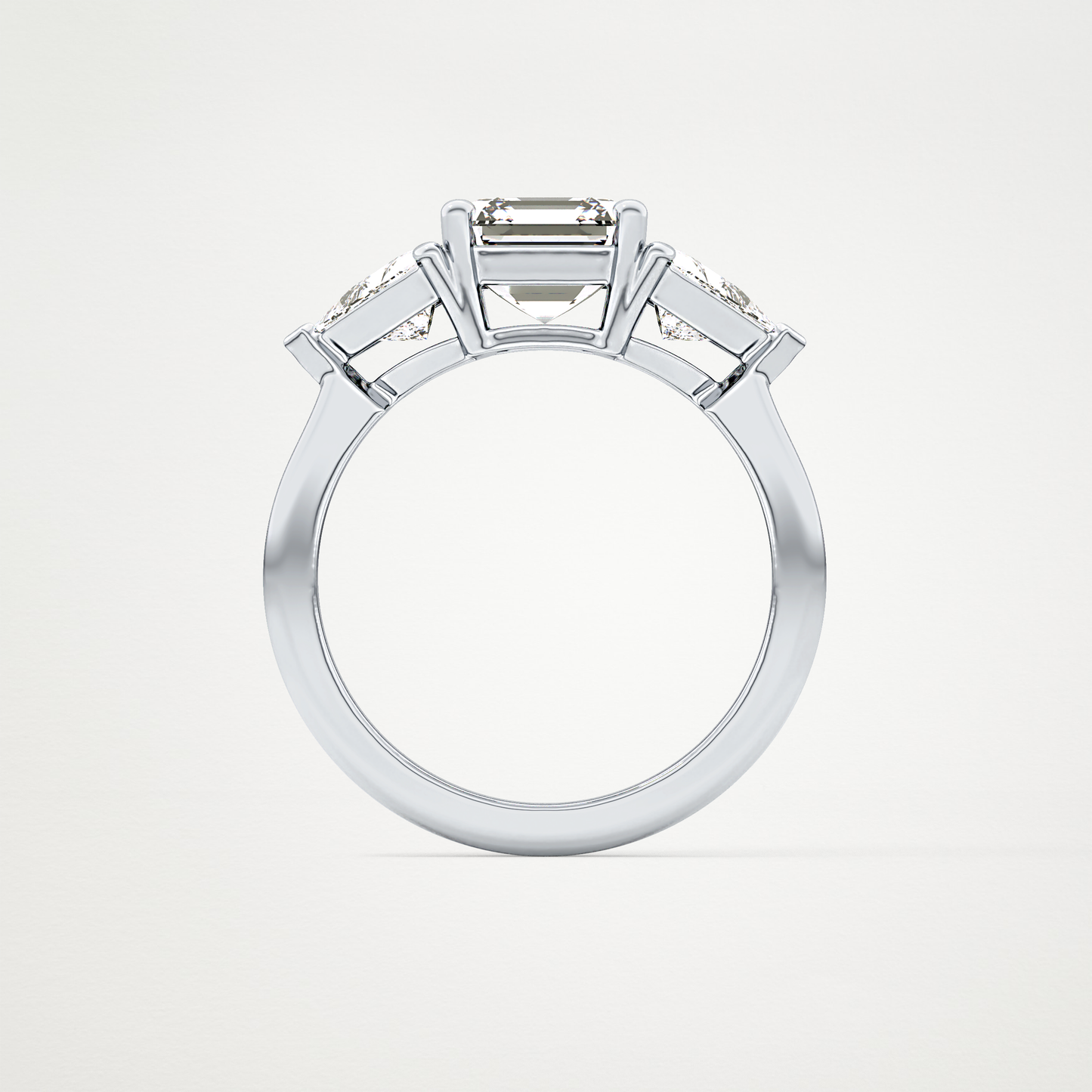 Emerald Three Stone Lab Grown Diamond Engagement Ring