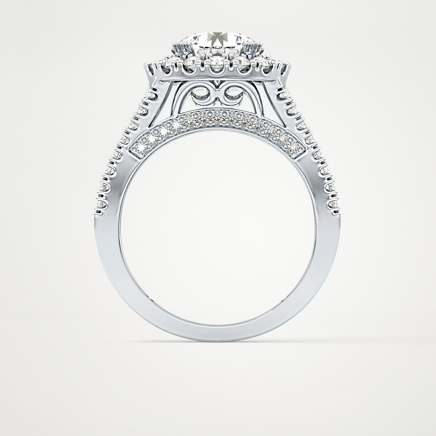 Round Pave Lab Grown Diamond Engagement Ring
