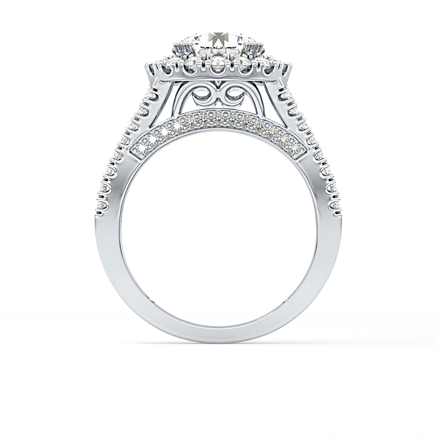 Round Pave Lab Grown Diamond Engagement Ring