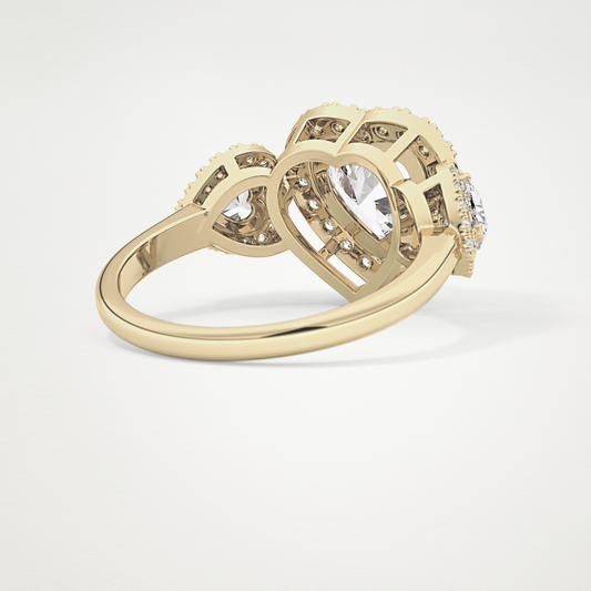 Heart Three Stone Lab Grown Diamond Engagement Ring