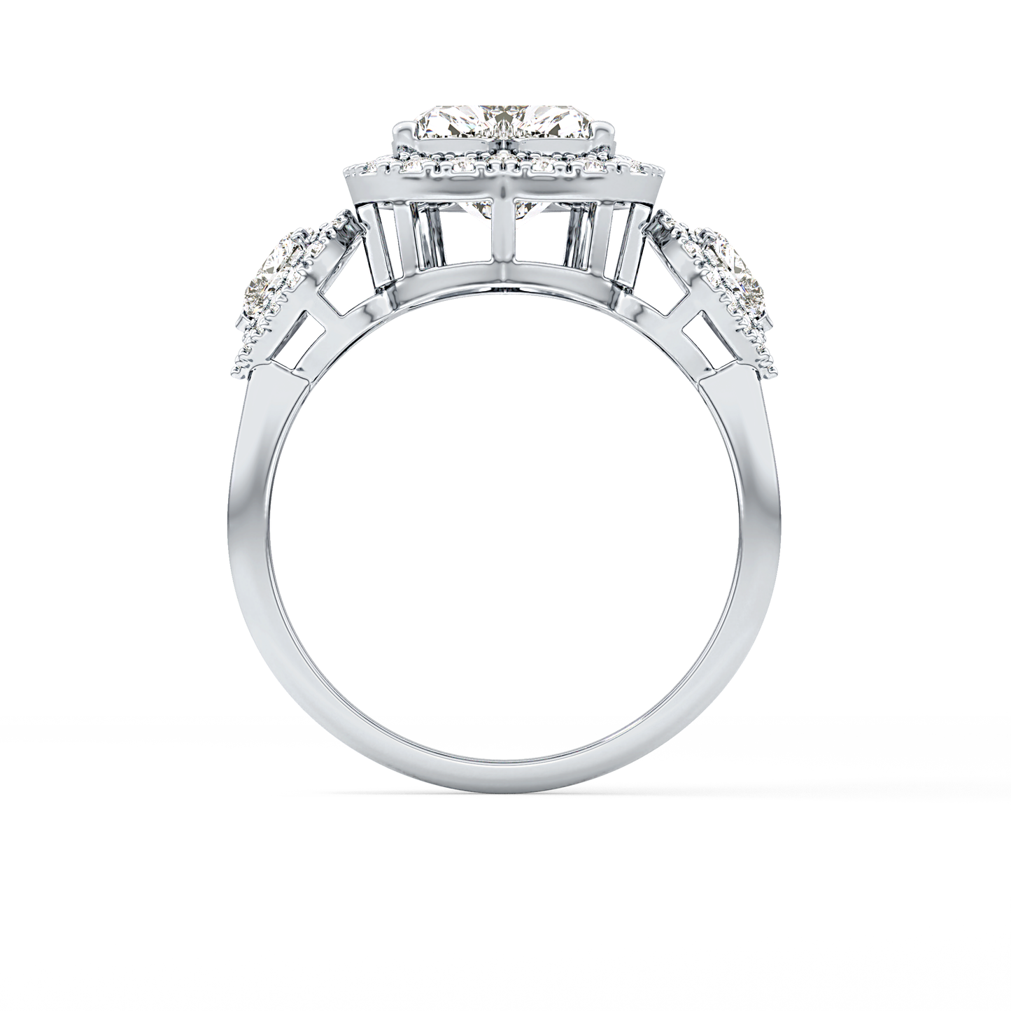 Heart Three Stone Lab Grown Diamond Engagement Ring