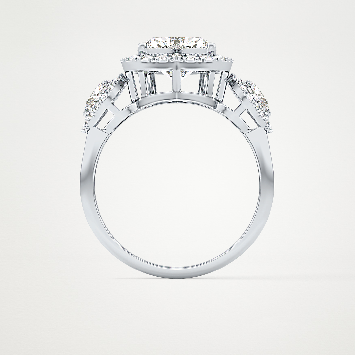 Heart Three Stone Lab Grown Diamond Engagement Ring