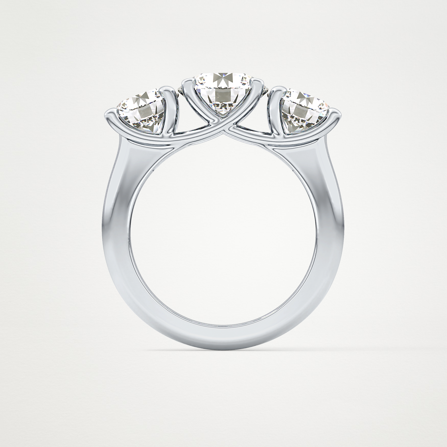 Round Three Stone Lab Grown Diamond Engagement Ring