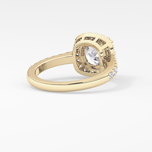 Cushion Halo & Pave Lab Grown Diamond Engagement Ring