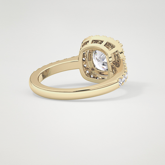 Cushion Halo & Pave Lab Grown Diamond Engagement Ring