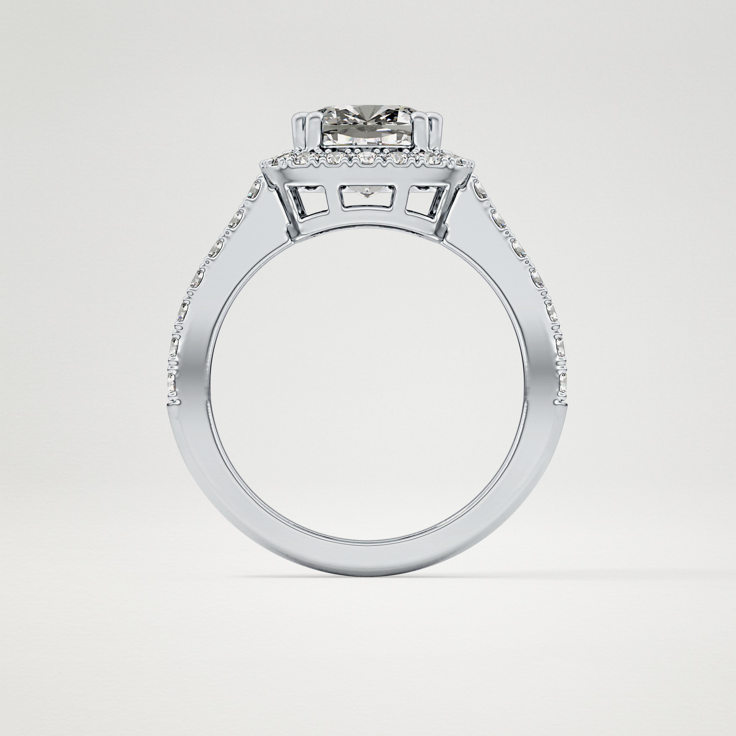 Cushion Halo & Pave Lab Grown Diamond Engagement Ring