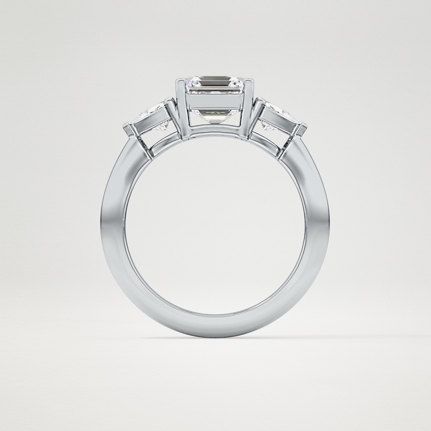 Emerald Three Stone Lab Grown Diamond Engagement Ring