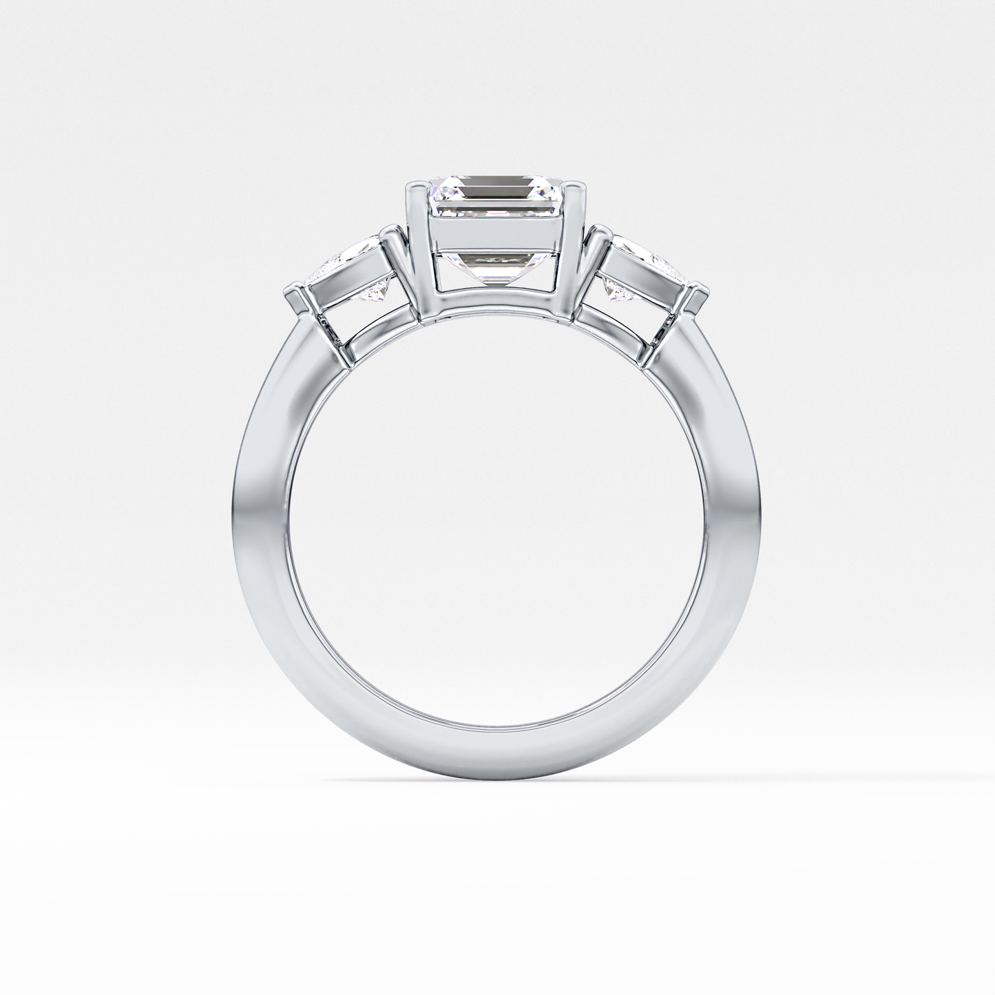 Emerald Three Stone Lab Grown Diamond Engagement Ring