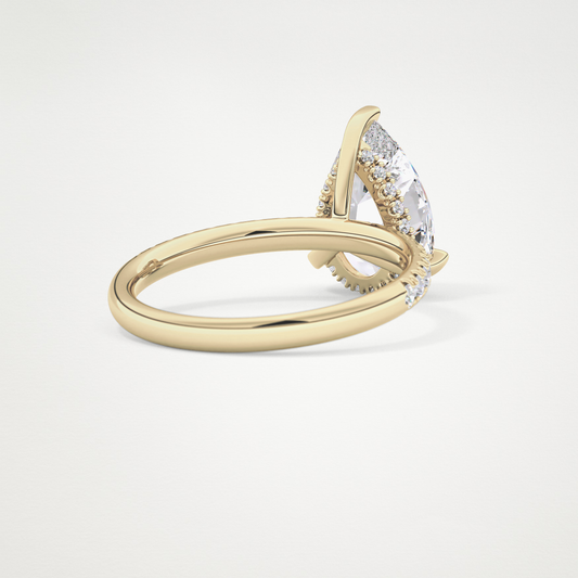 Pear Hidden Halo Pave Lab Grown Diamond Engagement Ring