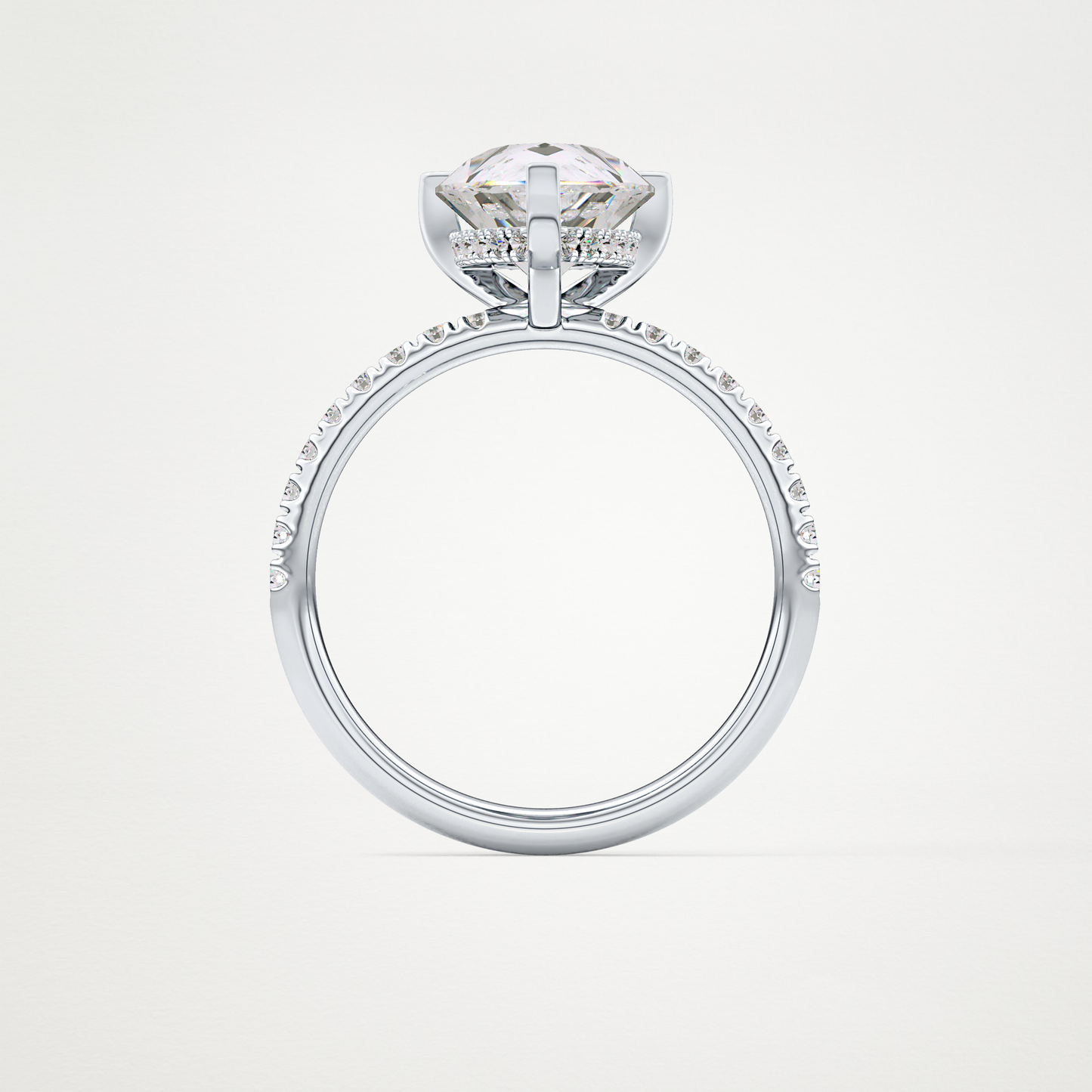 Pear Hidden Halo Pave Lab Grown Diamond Engagement Ring