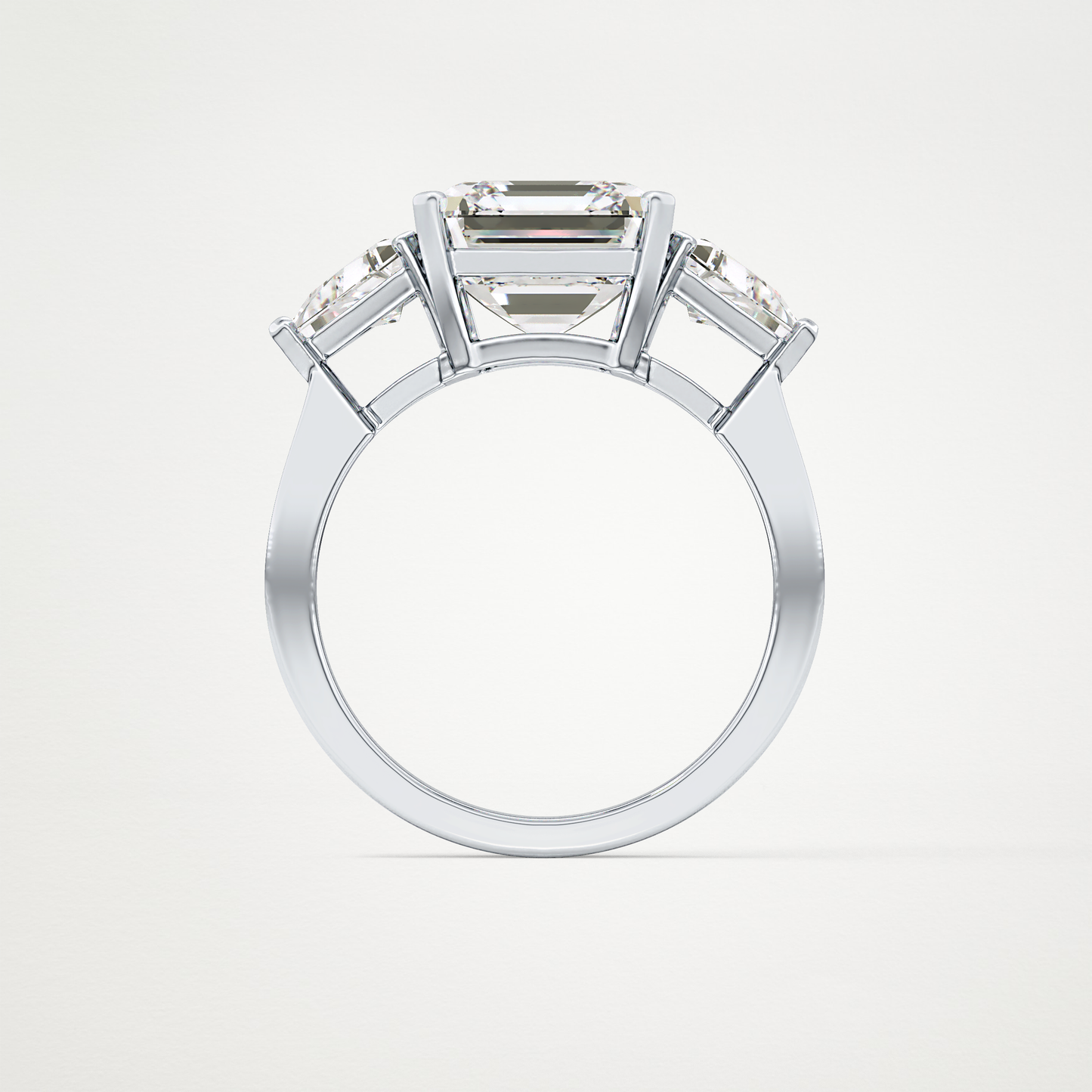 Emerald Three Stone Lab Grown Diamond Engagement Ring